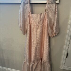Elegant Pink Puff Sleeve Dress